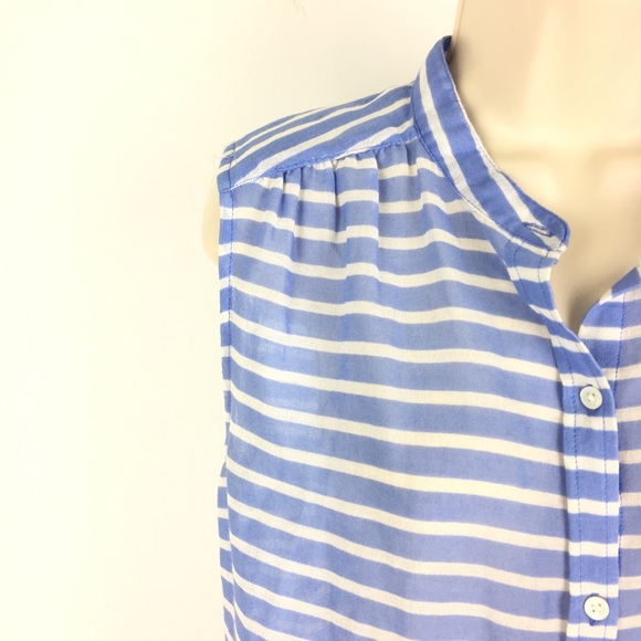 Sold! J. Crew Shirt Sleeveless Striped Button - Picture 3 of 5